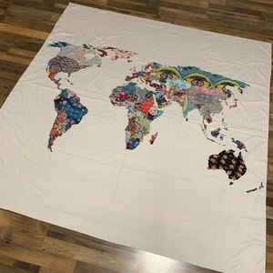 Floral World Map Tapestry